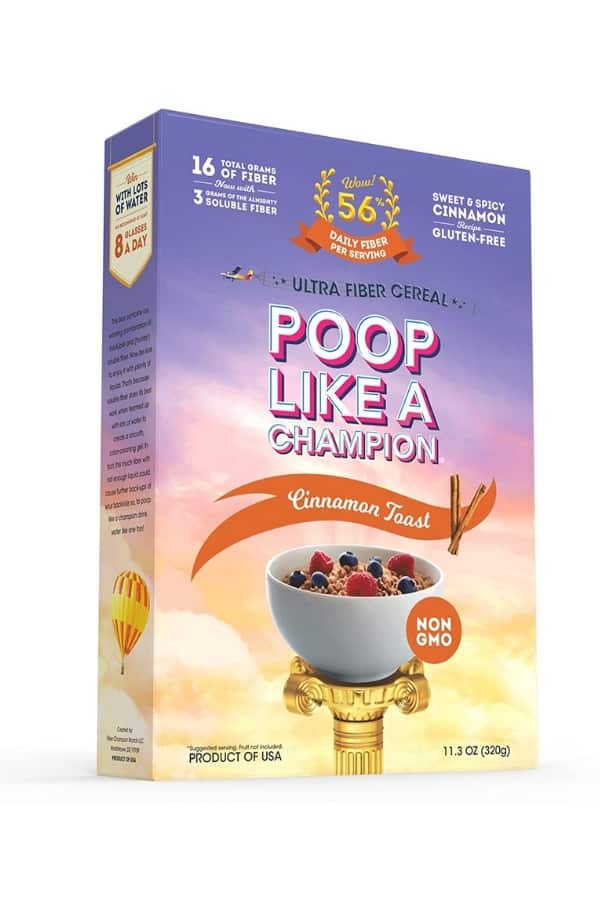 A box of poop like a champion cereal.