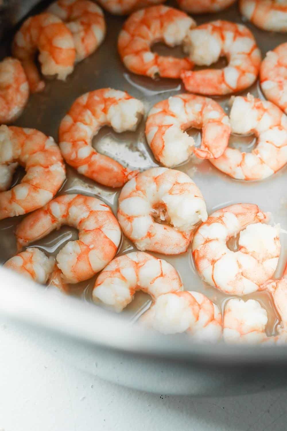 Cooked shrimp in an Instant Pot.