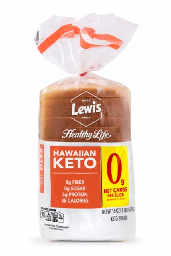 A bag of Lewis Bake Shop healthy life Hawaiian keto bread.