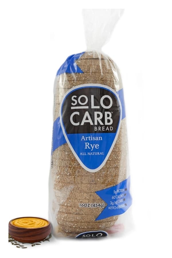 A bag of SoLo carb artisan rye bread.