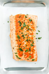 A filet of cooked salmon.