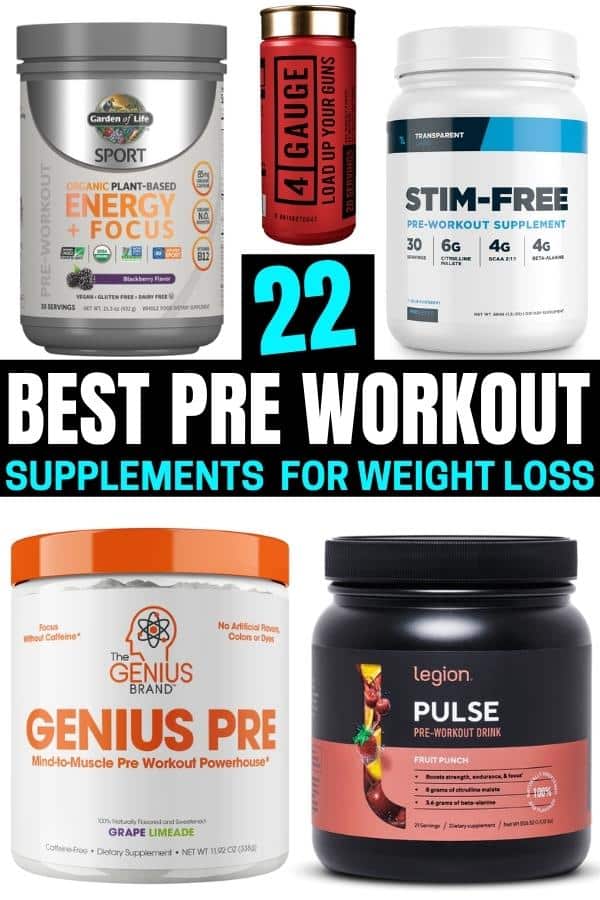 A compilation of five of the best pre-workout supplements for weight loss.