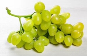 A bunch of green grapes.