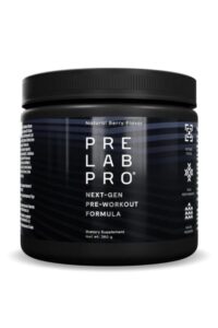 A bottle of pre-lab pro next GEN pre-workout formula.