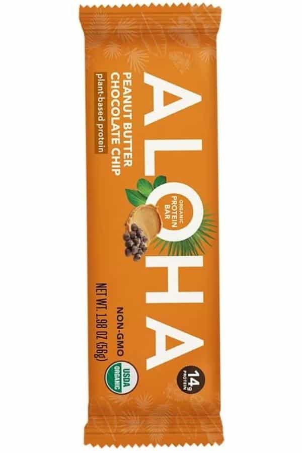 Aloha peanut butter chocolate chip protein bar.