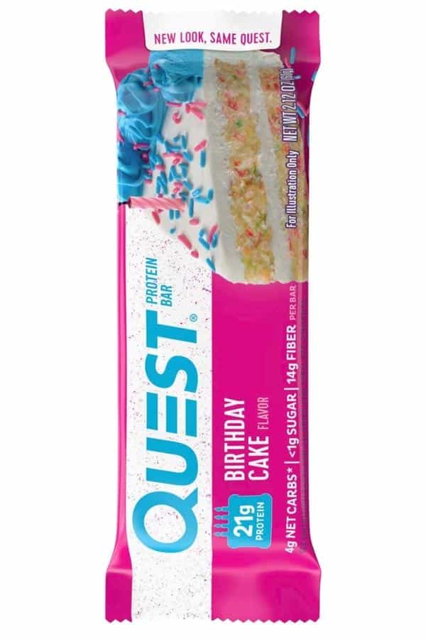 Quest birthday cake protein bar.