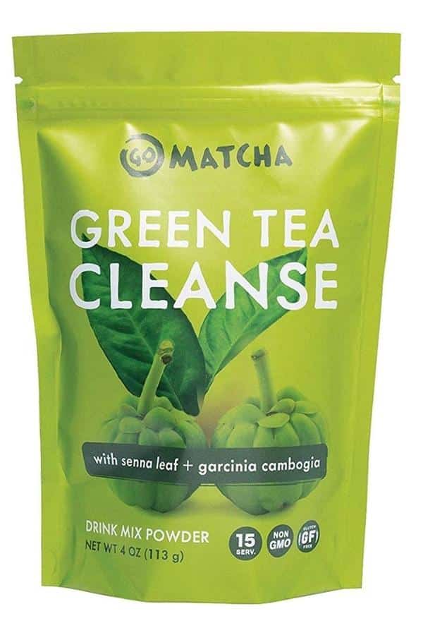 a bag of go match green tea cleanse powder mix.