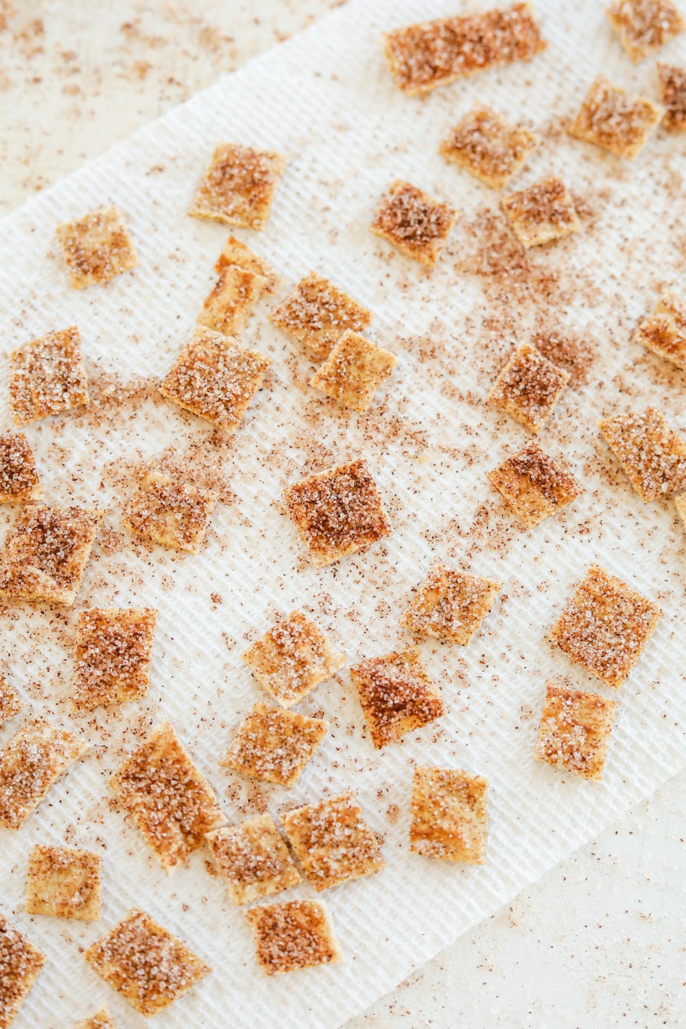 Uncooked cereal on a paper towel.