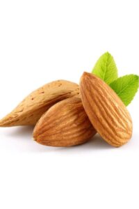 Two almonds overlapping one another.