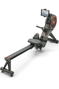 A rowing machine.