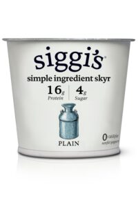 A container of Siggi's low carb yogurt.