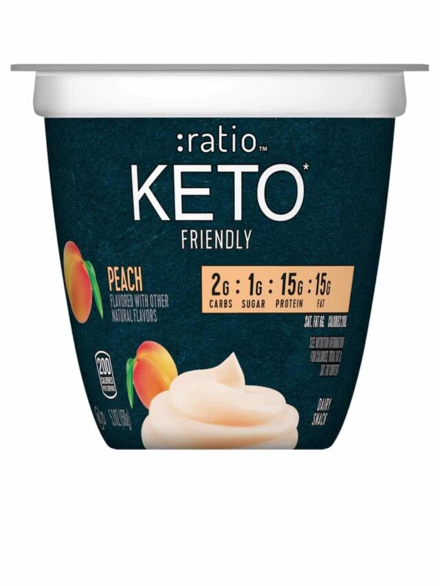 A container of peach ratio keto friendly yogurt.