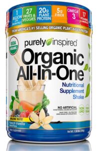 A tub of Organic all in one protein powder.