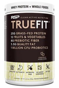 A tub of RSP trufit protein powder.