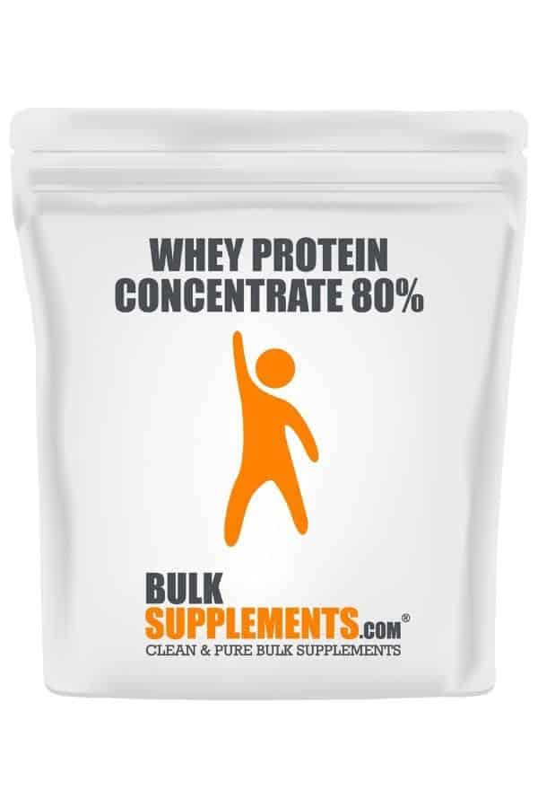 A bag of whey protein concentrate 80%.