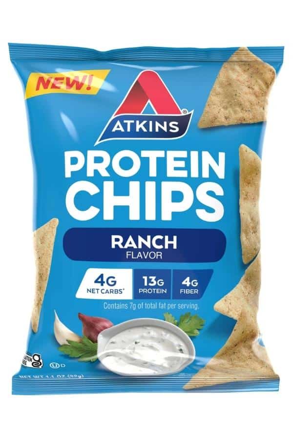 A bag of Atkins protein chips.