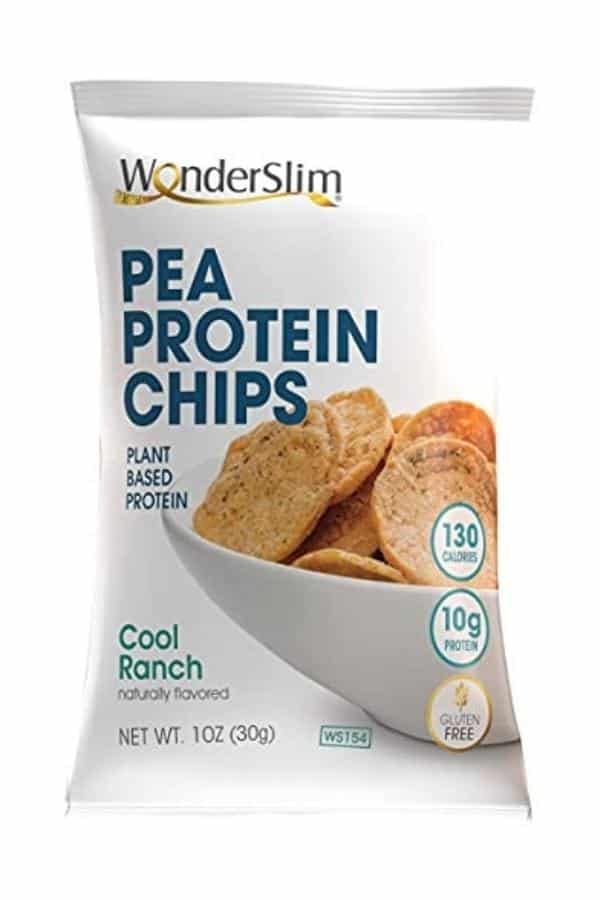 A bag of wonderslim pea protein chips.