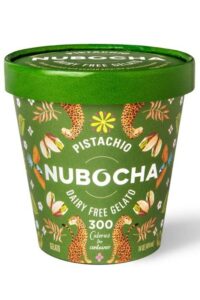 A tub of pistaschio Nubocha dairy free gelato.
