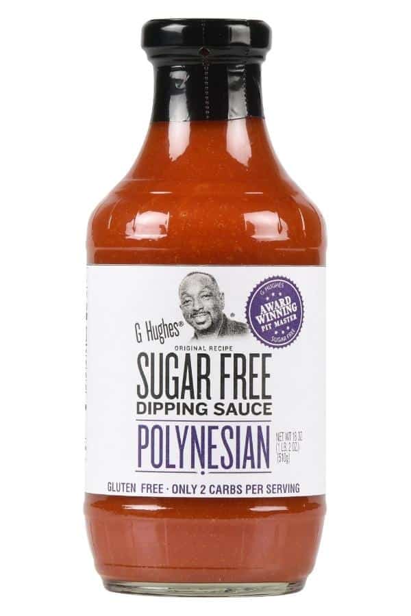 A bottle of G Hughes sugar free Polynesian sauce.