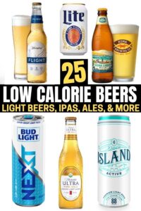 A compilation of five low calorie beer options.