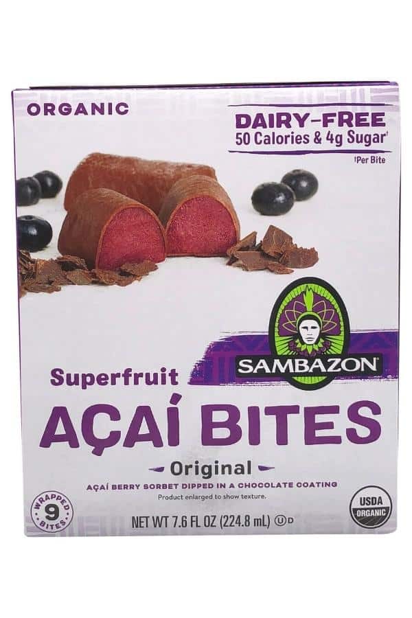 A box of Sambazon acai bites.