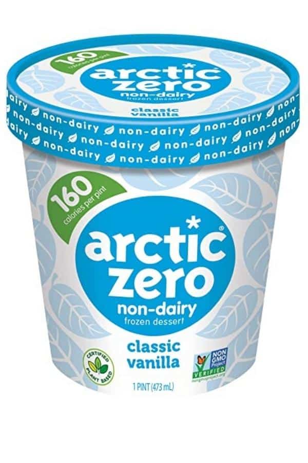 A tub of arctic zero classic vanilla flavor.