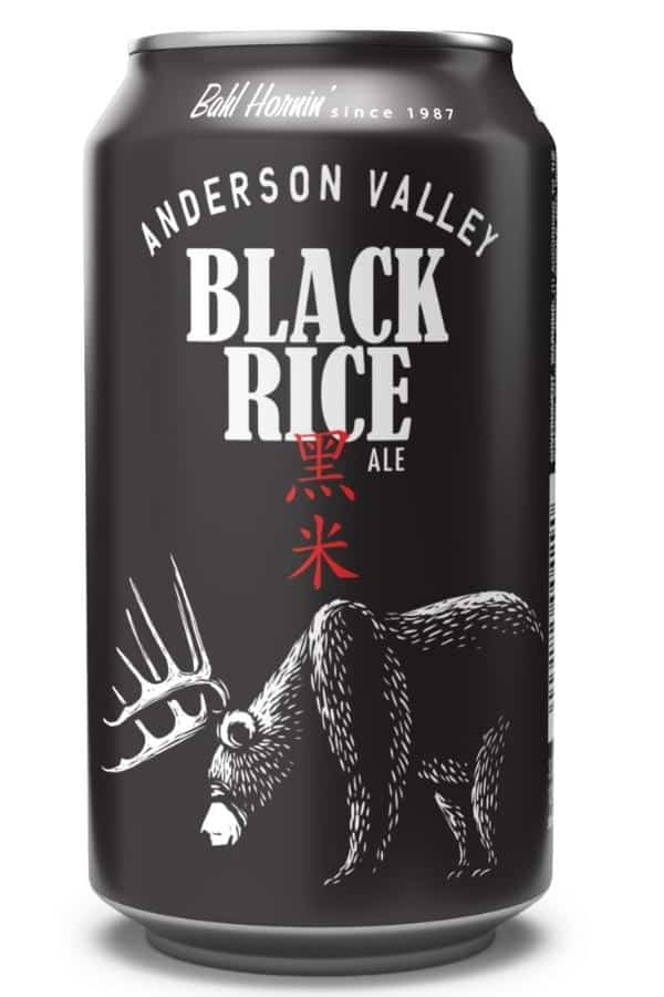 A can of Anderson Valley black rice ale.
