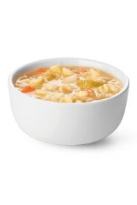 A bowl of chick fil a chicken noodle soup.