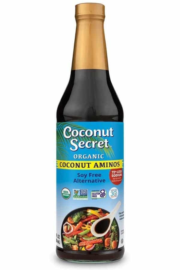 A bottle of coconut secret coconut aminos.