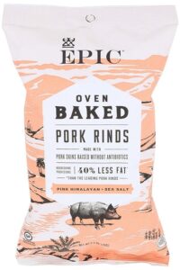 A bag of Epic oven baked pork rinds.