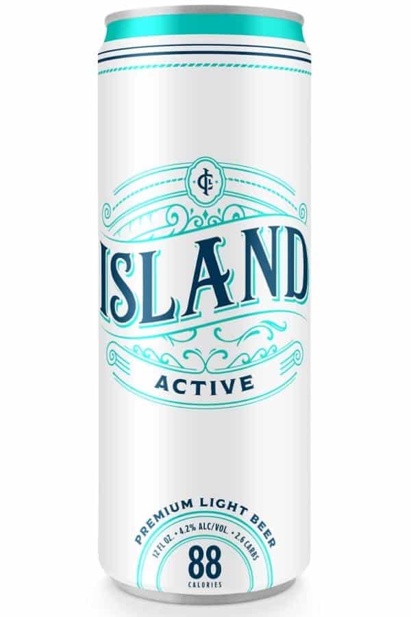 A can of Island active beer.