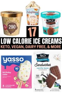 A compilation of low calorie ice cream options.