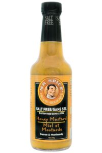 A bottle of Mr. Spice honey mustard.