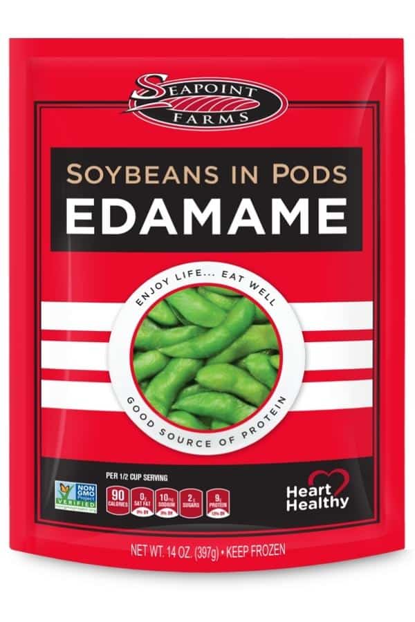 A package of Seapoint Farms soybeans in pods edamame.