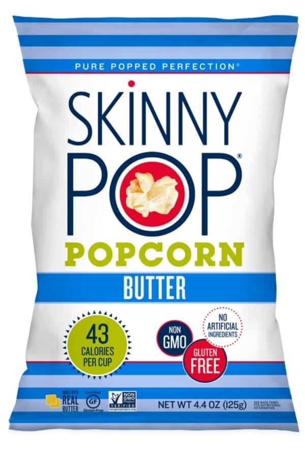 SkinnyPop butter popcorn.