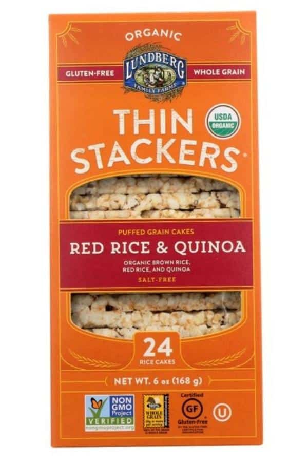A pack of Lundberg thin stackers red rice & Quinoa.
