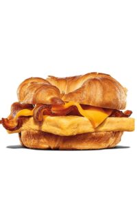 Bacon egg and cheese between a croissant.