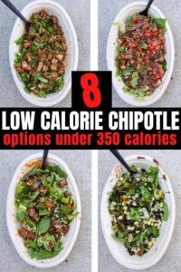 A compilation of 4 low calorie Chipotle bowls.