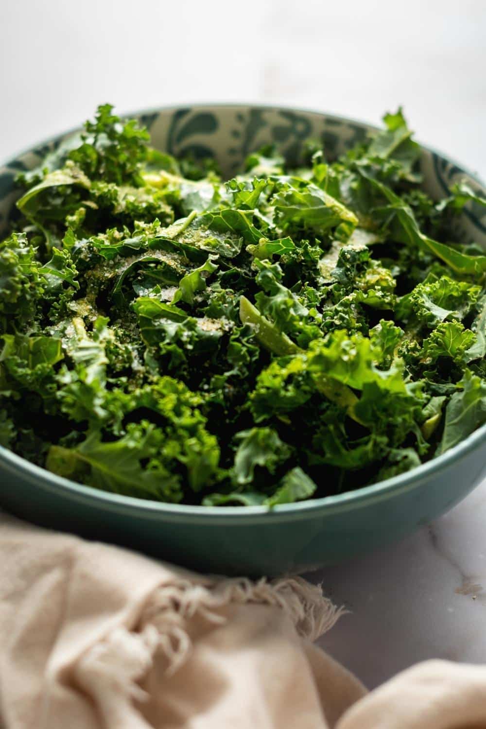 Chopped kale in a bowl.