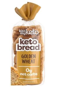 A bag of kiss my keto keto bread golden wheat.