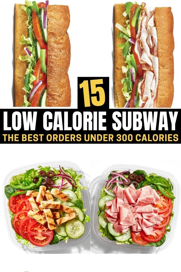 A compilation of Subway low calorie options.
