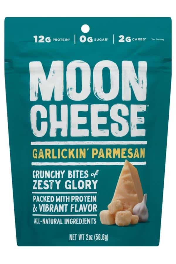 A bag of moon cheese garlic and Parmesan flavored.