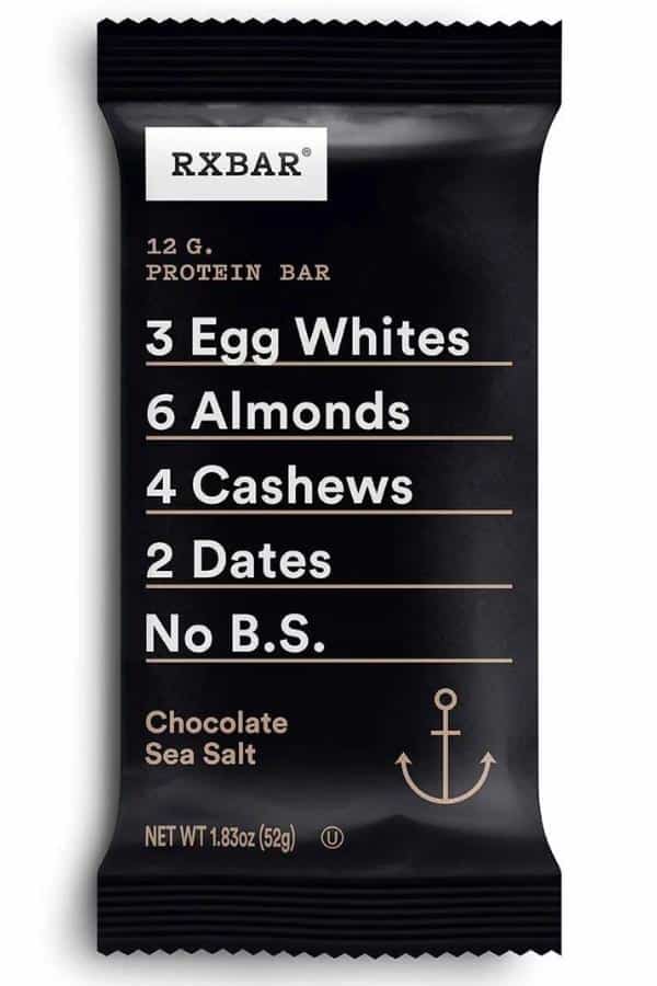 An RX bar chocolate sea salt flavor.