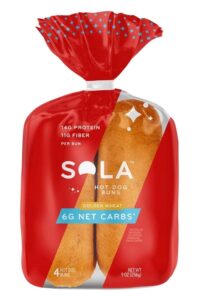A bag of Sola hot dog buns.