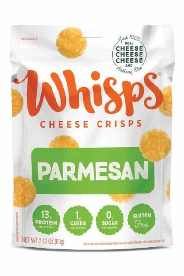 A bag of Whisps parmesan cheese crisps.