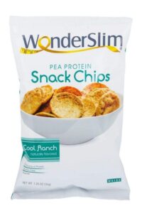 Bag of wonder slim pea protein snack chips.