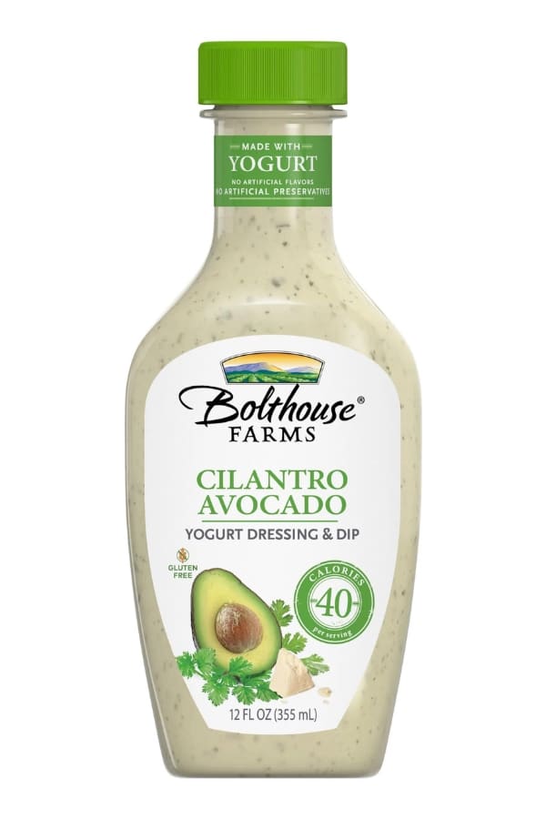 A bottle of Bolthouse Farms cilantro avocado yogurt dressing and dip