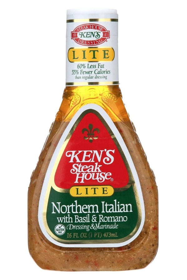 A bottle of Ken's Steakhouse Lite Northern Italian dressing and marinade.