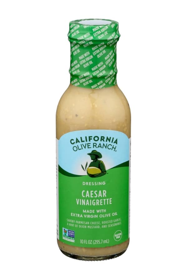 A bottle of California Olive Ranch caesar vinaigrette