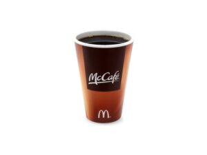 A mccafe cup of black coffee.